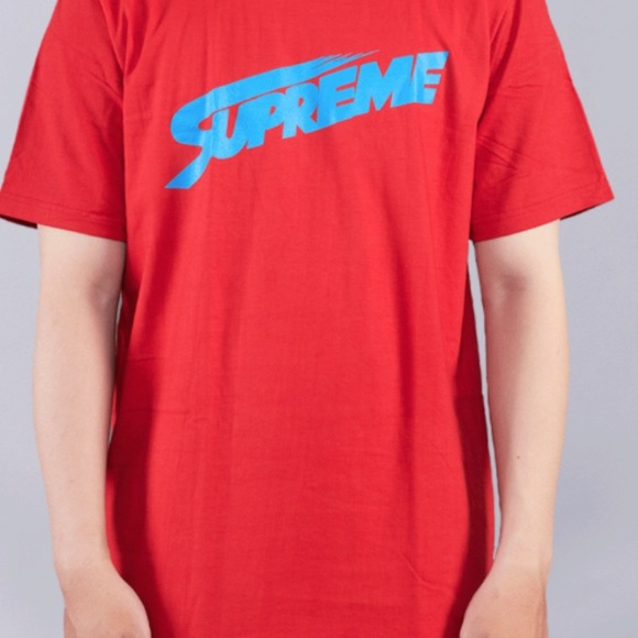 Supreme Red and Blue Logo Tee SZ.L - Picture 1 of 4